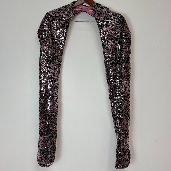 2 Women’s Black/Blush Pink Sequin Skirts W/Matching Sequin/Satin Scarf - Picture 8 of 11